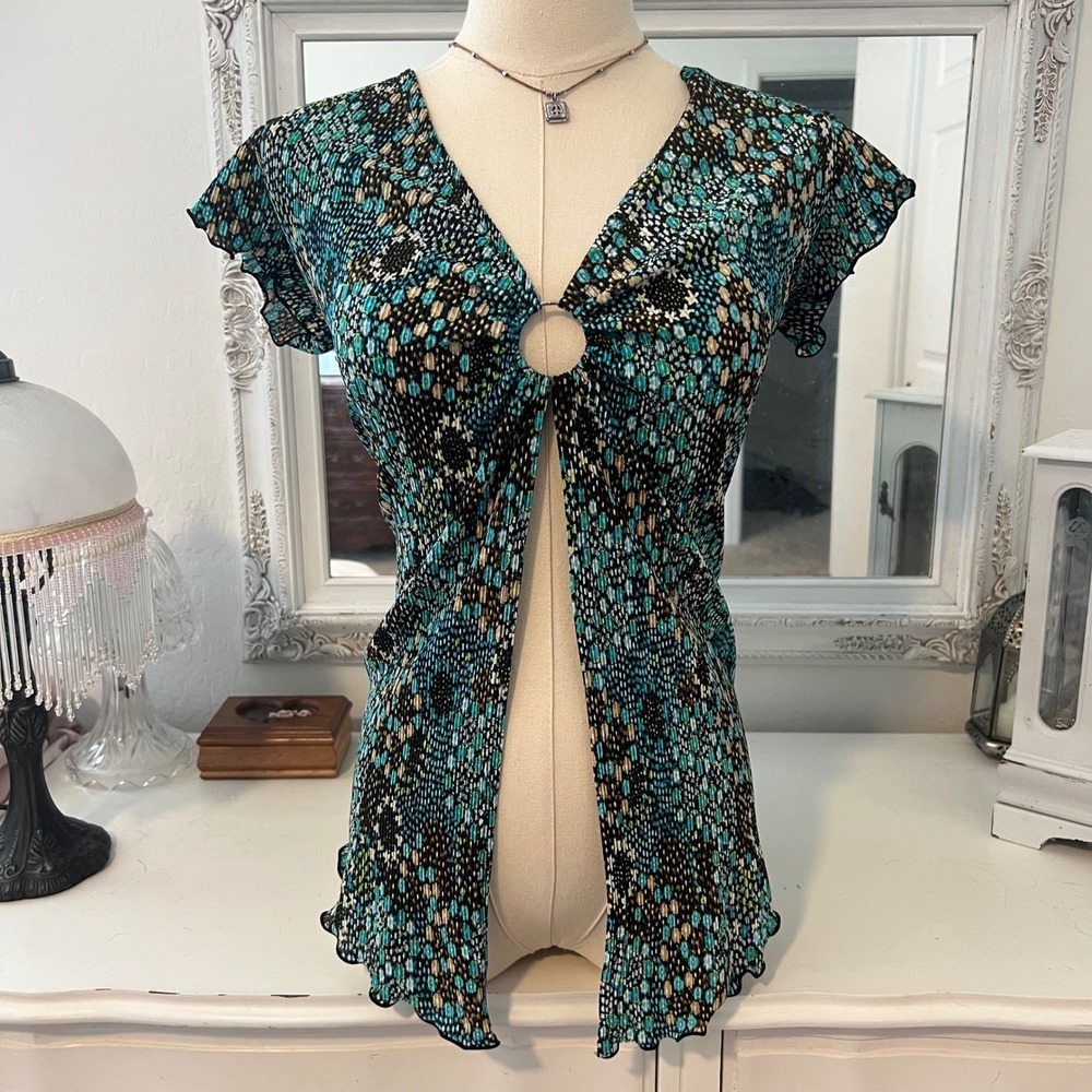 vintage y2k paisley printed open front top - Picture 2 of 5